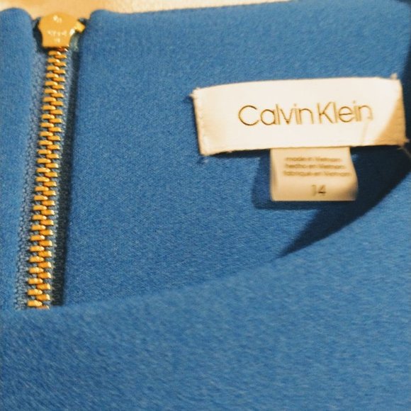 NWT Calvin Klein Royal Blue Flutter Sleeves Dress - Picture 3 of 8